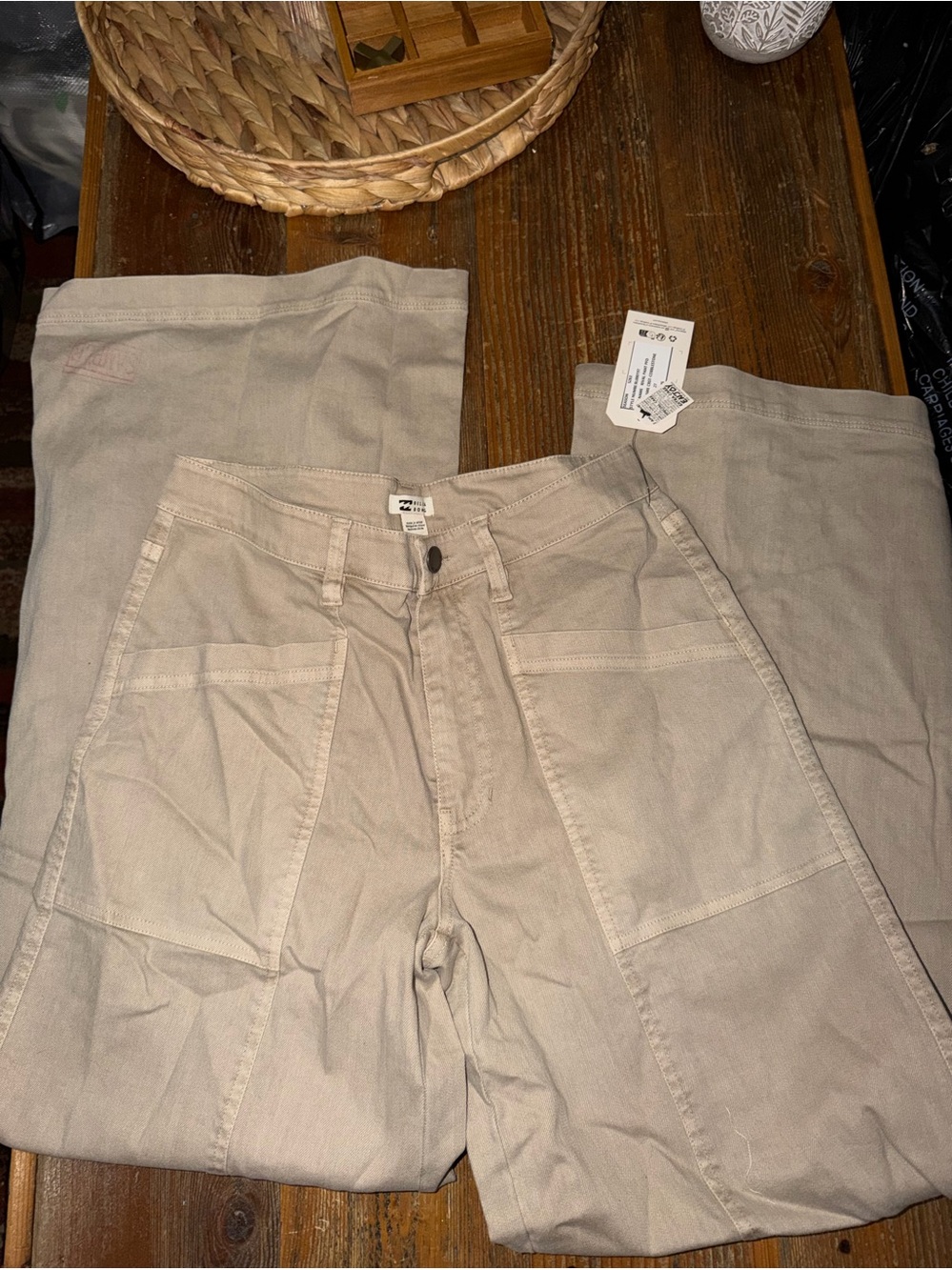 NWT Billabong Rival Pant Women’s 27 Cobblestone Utility Wide Leg Pants BL000197